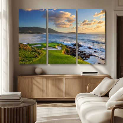 50107048-MGV-CV-36X24-Golf Course Wall Art – Coastal Ocean View Canvas Print, Scenic Fairway Landscape Decor for Office, Man Cave, Bedroom, or Living