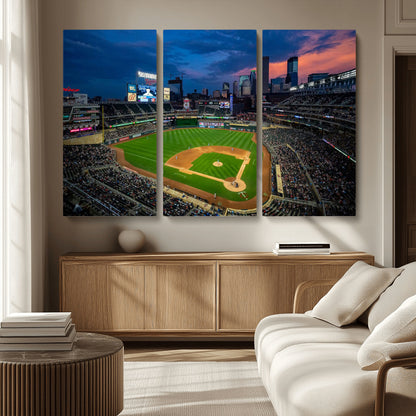 68222753-MGV-CV-36X24-Baseball Stadium Wall Art – Panoramic Night Game Canvas Print, Sports Decor for Man Cave, Office, Bar, or Living Room