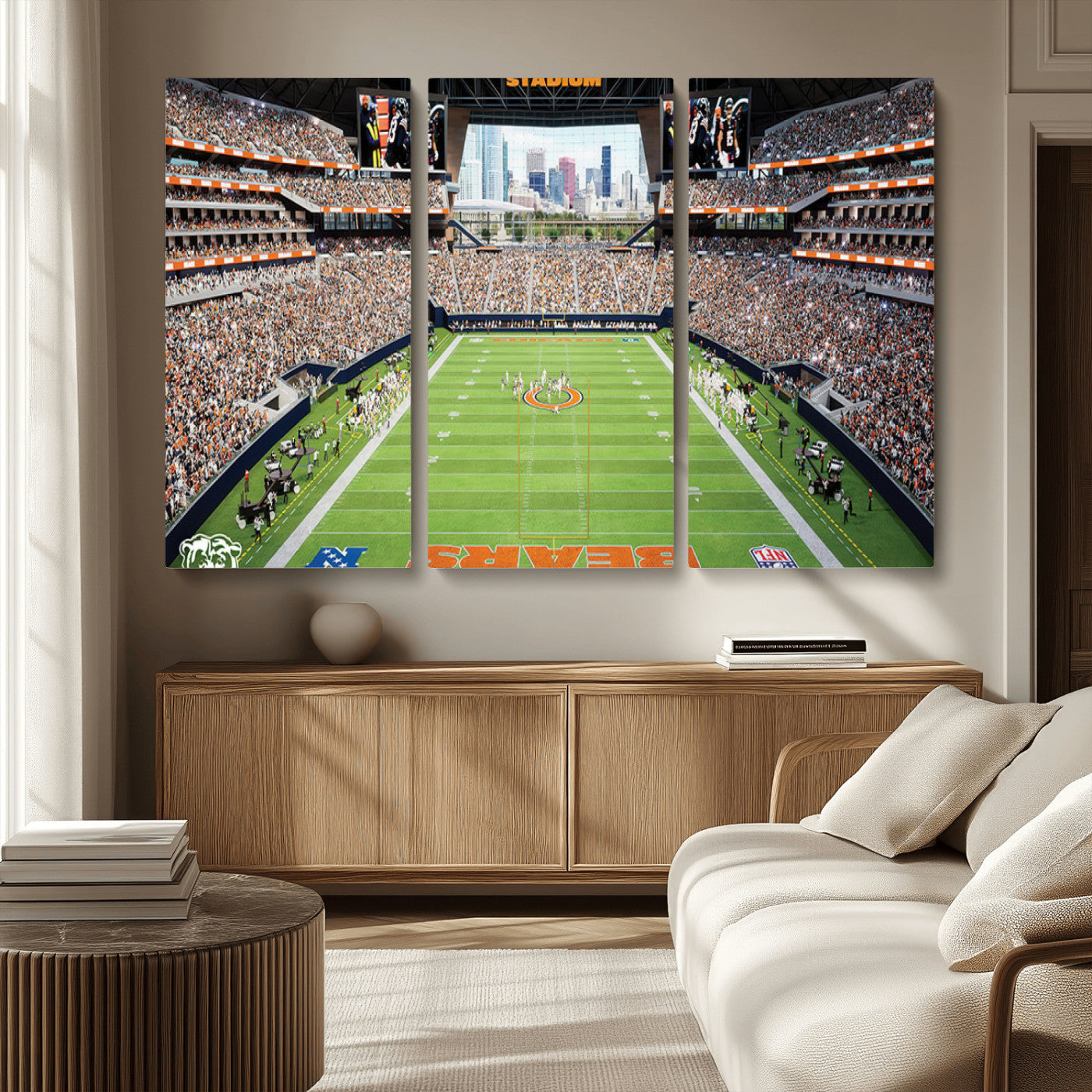 76935553-MGV-CV-36X24-Football Stadium Wall Art – Panoramic Game Day Canvas Print, Sports Decor for Man Cave, Office, Bar, or Living Room