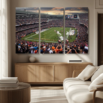 87578930-MGV-CV-36X24-Soldier Field Wall Art – Chicago Bears Football Stadium Sunset Canvas Print, Game Day Sports Decor for Man Cave, Bar, Office, or