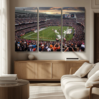 87578930-MGV-CV-36X24-Soldier Field Wall Art – Chicago Bears Football Stadium Sunset Canvas Print, Game Day Sports Decor for Man Cave, Bar, Office, or