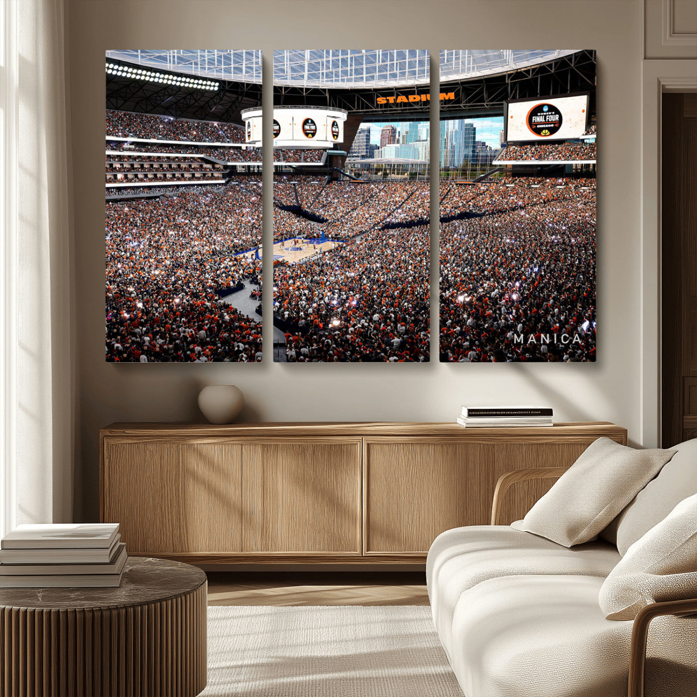 38616413-MGV-CV-36X24-Chicago Dome Stadium Wall Art – Futuristic Basketball Final Four Arena Canvas Print, Modern Sports Fan Decor for Man Cave or