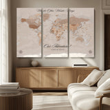95243244-MGV-CV-36X24-Wander Often Wonder Always World Map Wall Art – Neutral Beige Adventure Canvas Print, Rustic Boho Travel Decor for Bedroom, Living