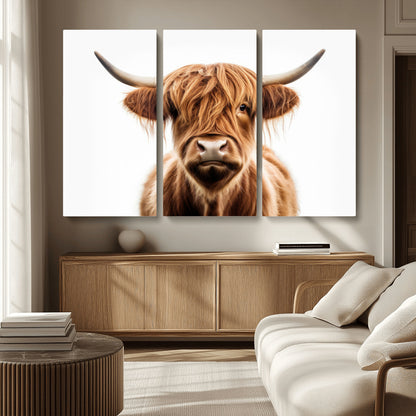 637908607-MGV-FC-93X47-3P_Black-Highland Cow Wall Art Print – Rustic Farmhouse Animal Portrait, Scottish Highland Cattle Canvas, Modern Country Wall Decor for