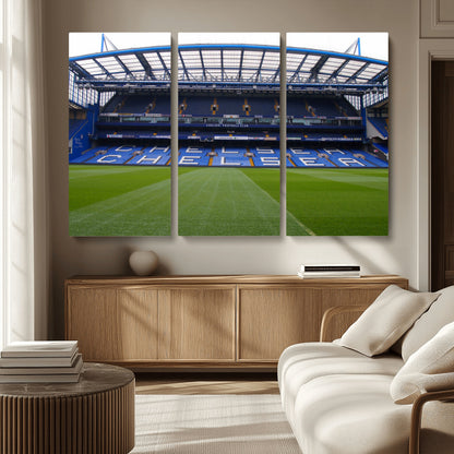 38616413CHELSA-MGV-CV-36X24-Chelsea Stadium Wall Art – Panoramic Football Field Canvas Print, Game Day Sports Decor for Living Room, Office, or Man Cave