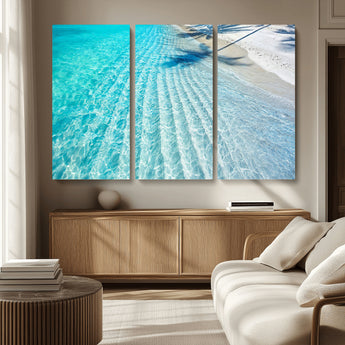 68127042-MGV-CV-36X24-Beach Wall Art – Tropical Ocean Canvas Print, Clear Water and White Sand Photography Decor for Bedroom, Living Room, Office,