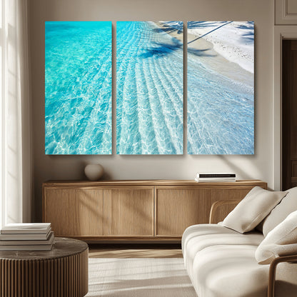 68127042-MGV-CV-36X24-Beach Wall Art – Tropical Ocean Canvas Print, Clear Water and White Sand Photography Decor for Bedroom, Living Room, Office,