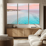 41613614-MGV-CV-36X24-Beach Sunset Wall Art – Pastel Ocean Canvas Print, Turquoise Water and Pink Sky Photography Decor for Bedroom, Living Room, Office