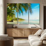 65056721-MGV-CV-36X24-Tropical Beach Wall Art – Palm Tree Coastal Photography Print, Relaxing Ocean Paradise Landscape, Island Seascape Home or Office