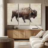 54810031-MGV-CV-36X24-Western Wall Art – Snow Covered Bison Canvas Print, Rustic Wildlife Photography Decor for Bedroom, Living Room, Office, Lodge,