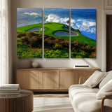 13644055-MGV-CV-36X24-Golf Wall Art – Oceanfront Green Canvas Print, Scenic Coastal Course Photography Decor for Bedroom, Living Room, Office, Sports