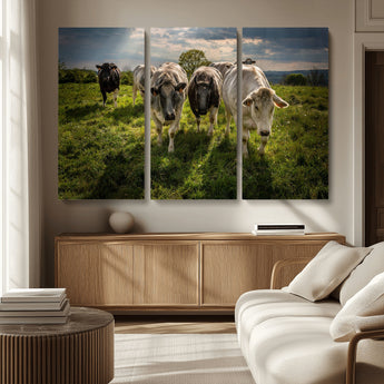 67277447-MGV-CV-36X24-Farmhouse Wall Art – Herd of Cows Canvas Print, Rustic Country Pasture Photography Decor for Bedroom, Living Room, Office, Ranch,