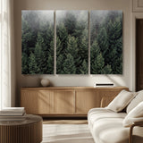 84059409-MGV-CV-36X24-Forest Wall Art – Misty Evergreen Trees Canvas Print, Tranquil Nature Photography Decor for Bedroom, Living Room, Office, Cabin or