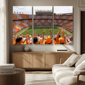 76011417-MGV-CV-36X24-Tennessee Volunteers Wall Art – Neyland Stadium Checkerboard Crowd Canvas Print, Vols Football Game Day Fan Perspective Sports