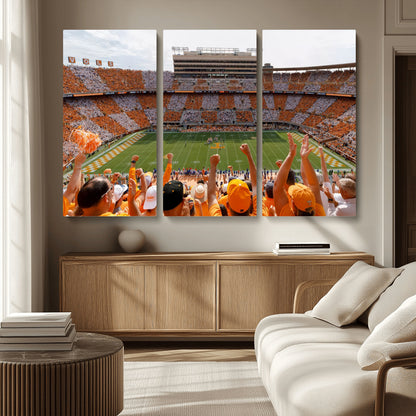 76011417-MGV-CV-36X24-Tennessee Volunteers Wall Art – Neyland Stadium Checkerboard Crowd Canvas Print, Vols Football Game Day Fan Perspective Sports