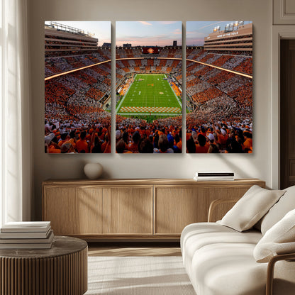 37160229-MGV-CV-36X24-Tennessee Volunteers Wall Art – Neyland Stadium Sunset Checkerboard Game Canvas Print, Vols Football Panorama Sports Decor