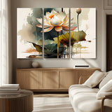 46359-MGV-CV-36X24-Lotus Blossom Wall Art Canvas Print, Framed Water Lily Art Picture Print, Zen Flower Perfect Zen Botanical Decor Artwork