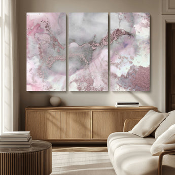 16416-MGV-CV-36X24-Blush Marble Wall Art Canvas Print, Framed Rose Gold Art Picture Print, Pink Cloudy Perfect Modern Glam Decor Artwork