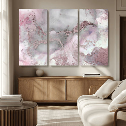 16416-MGV-CV-36X24-Blush Marble Wall Art Canvas Print, Framed Rose Gold Art Picture Print, Pink Cloudy Perfect Modern Glam Decor Artwork