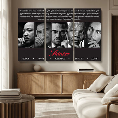 45112-MGV-CV-36X24-Black Icons Wall Art Canvas Print, Framed Thinker Art Picture Print, Motivational Quote Perfect Cultural Modern Decor Artwork
