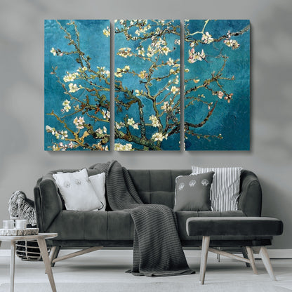 91714-MGV-CV-36X24-Almond Blossoms Wall Art – Handcrafted Van Gogh Inspired Floral Canvas Print, Beautiful Nature Decor for Living Room, Bedroom, or