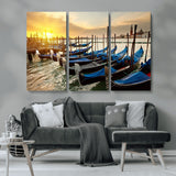 25872-MGV-CV-36X24-Venetian Gondola Dock Wall Art – Serene Sunset Canal Canvas Print, Tranquil Water Travel Decor for Office, Living Room, or Man