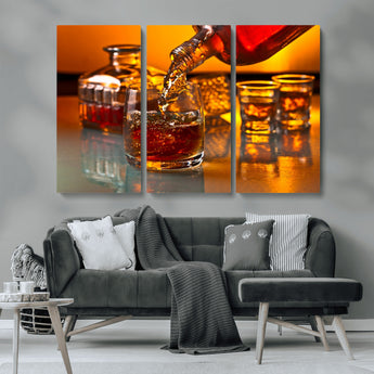 18250-MGV-CV-36X24-Whiskey Pour Wall Art – Captivating Whiskey Splash Canvas Print, Elegant Bar or Home Lounge Decor for Office, Man Cave or Living