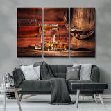 52458-MGV-CV-36X24-Whiskey Pour Wall Art – Elegant Whiskey Bottle Pouring into Glasses Canvas Print, Refined Bar or Lounge Decor for Home, Office, or