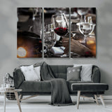 75513-MGV-CV-36X24-Elegant Wine Toast Wall Art – Close-Up Red Wine Glass at Dinner Table Canvas Print, Sophisticated Dining Room or Bar Decor