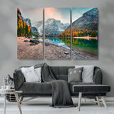 25982-MGV-CV-36X24-Autumn Mountain Lake Wall Art – Panoramic Fall Foliage and Snowy Peaks Canvas Print, Scenic Nature Decor for Living Room or Office