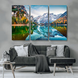 10402-MGV-CV-36X24-Snowy Mountain Lake Wall Art – Autumn Landscape Canvas Print with Reflection, Nature Decor for Living Room, Office, Bedroom or