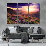 49741-MGV-CV-36X24-Mountain Sunrise Wall Art – Vibrant Floral Landscape Canvas Print, Nature Home Decor for Living Room, Bedroom Office or Cabin