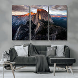 31332-MGV-CV-48X32-3P-Mountain Landscape Wall Art – Majestic Sunset Rock Formation Canvas Print, Nature Scenic Decor for Living Room, Office, Cabin or