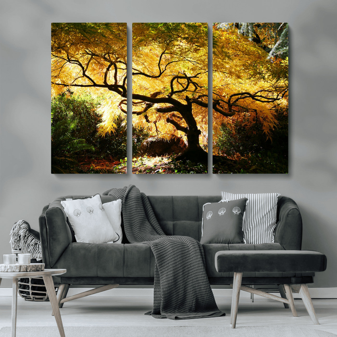 19067-MGV-CV-36X24-Golden Canopy Wall Art – Panoramic Autumn Tree Canvas Print, Warm Seasonal Decor for Living Room, Office or Garden Space