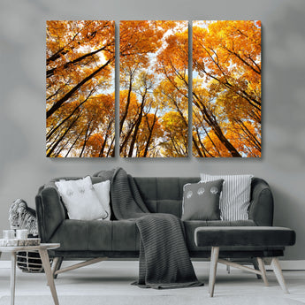 11823-MGV-CV-36X24-Golden Autumn Tree Canopy Wall Art – Stunning Fall Forest Leaves Print, Warm Seasonal Nature Decor for Home, Office or Cabin