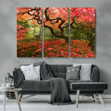 73343-MGV-CV-36X24-Autumn Maple Wall Art – Panoramic Vibrant Red Maple Tree Canvas Print, Seasonal Nature Decor for Office, Living Room or Garden
