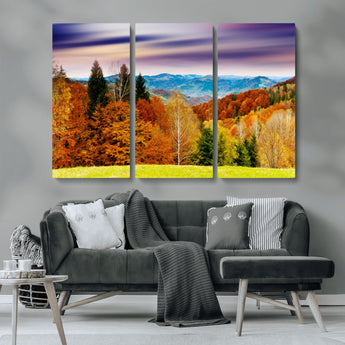58007-MGV-CV-36X24-Autumn Mountain Landscape Wall Art – Stunning Fall Forest Canvas Print, Cozy Nature Decor for Home or Office