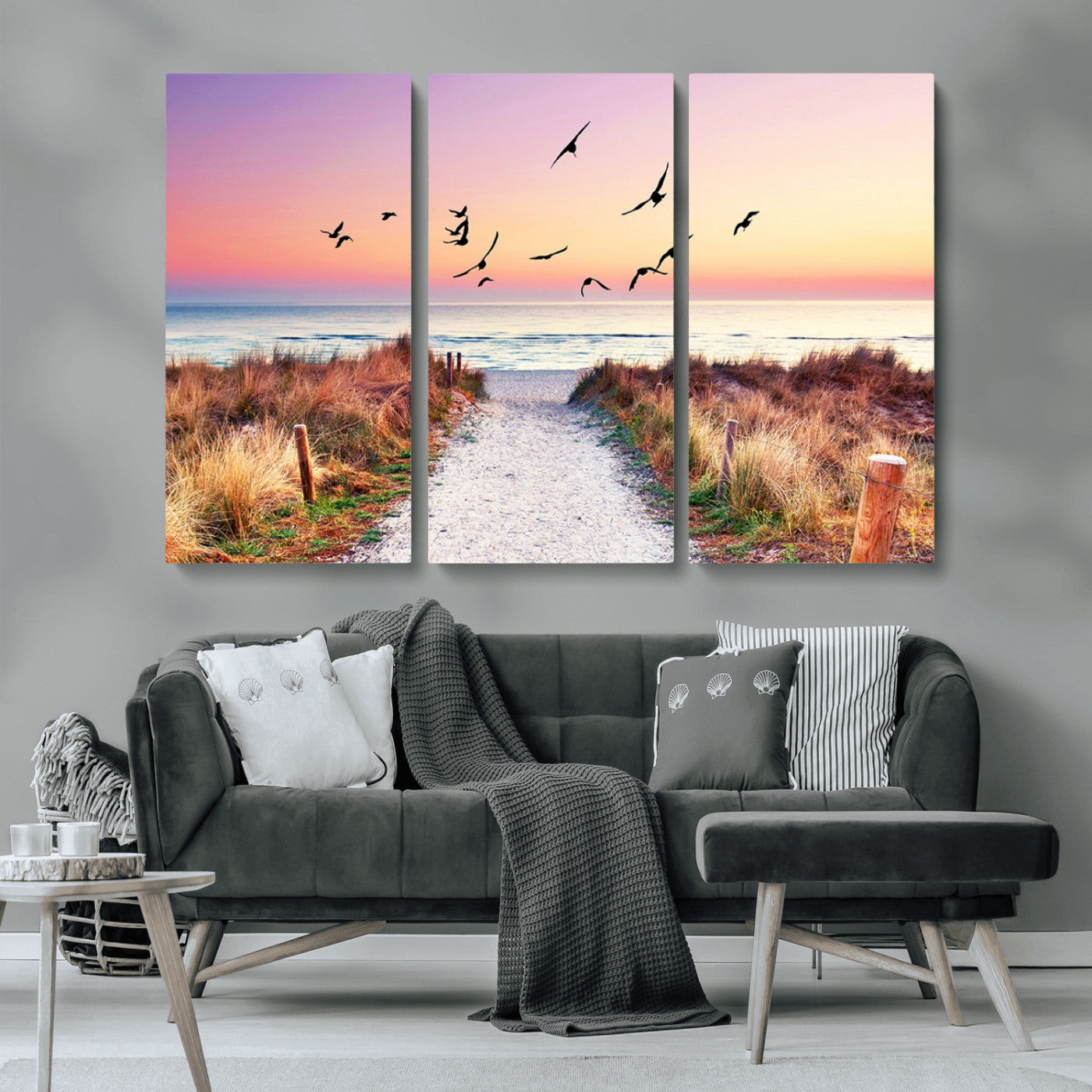 54411-MGV-CV-36X24-Coastal Path Sunrise Wall Art – Serene Ocean Canvas Print, Beach Landscape Decor for Living Room, Bedroom or Office, Peaceful
