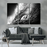 22702-MGV-CV-36X24-Black and White Ocean Wave Wall Art – Powerful Surf Curl Photography Canvas Print, Modern Coastal Decor for Living Room, Office or