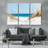 58498-MGV-CV-36X24-White Sandy Beach Wall Art – Panoramic Coastal Canvas Print, Ocean View Decor for Living Room, Bedroom, Office, Relaxing Seaside