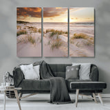 61246-MGV-CV-36X24-Coastal Sand Dunes Wall Art – Serene Beach Sunset Canvas Print with Grasses and Ocean View, Tranquil Seaside Decor for Living Room