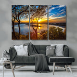 66839-MGV-CV-36X24-Lake Sunset Wall Art – Golden Hour Canvas Print with Trees and Water Reflection, Scenic Landscape Photography for Living Room,