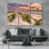 60570-MGV-CV-36X24-Beach Sunset Wall Art – Coastal Sand Dunes and Ocean Horizon Canvas Print, Tranquil Seascape Photography Decor for Living Room or