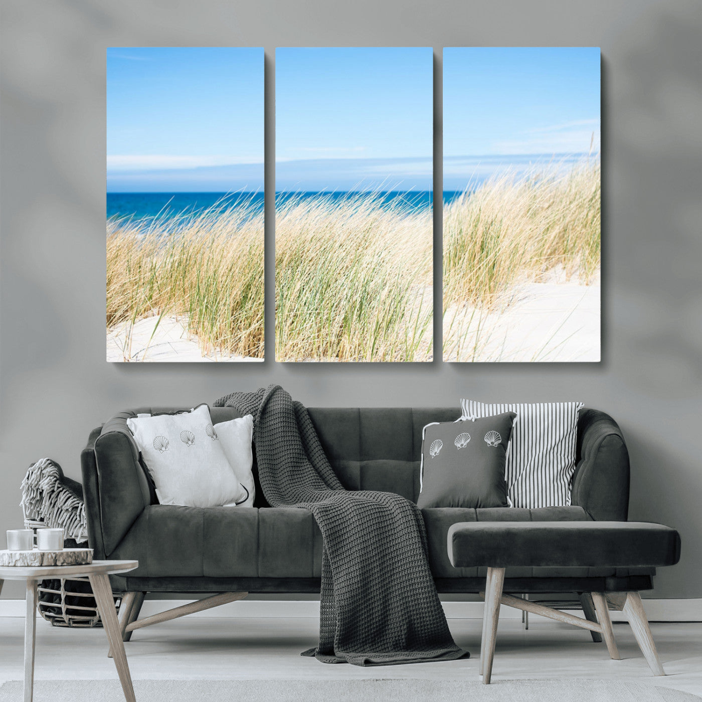 96913-MGV-CV-36X24-Coastal Dunes Wall Art – Serene Beach Grass and Blue Ocean Canvas Print, Relaxing Seaside Nature Decor for Living Room, Bedroom or