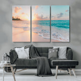 89767-MGV-CV-36X24-Ocean Sunset Wall Art – Serene Beach Canvas Print with Pastel Sky and Waves, Coastal Seascape Artwork for Bedroom, Living Room, or