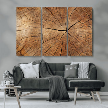 61710-MGV-CV-36X24-Tree Rings Wall Art – Rustic Wood Grain Canvas Print of Tree Trunk Cross Section, Nature Inspired Decor for Cabin, Office, Living