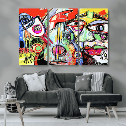 37796-MGV-CV-36X24-Picasso Style Wall Art Canvas Print, Framed Picasso Art Picture Print, Picasso Cubism Perfect Modern Abstract Decor Artwork
