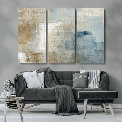 38126-MGV-CV-36X24-Neutral Abstract Wall Art – Modern Beige and Blue Canvas Print and Minimalist Textured Painting for Living Room, Bedroom or Office