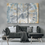 17631-MGV-CV-36X24-Radiant Burst Wall Art – Abstract Sunburst Canvas Print in Blue and Gold, Modern Geometric Painting for Living Room, Office or