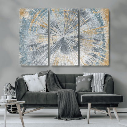 17631-MGV-CV-36X24-Radiant Burst Wall Art – Abstract Sunburst Canvas Print in Blue and Gold, Modern Geometric Painting for Living Room, Office or